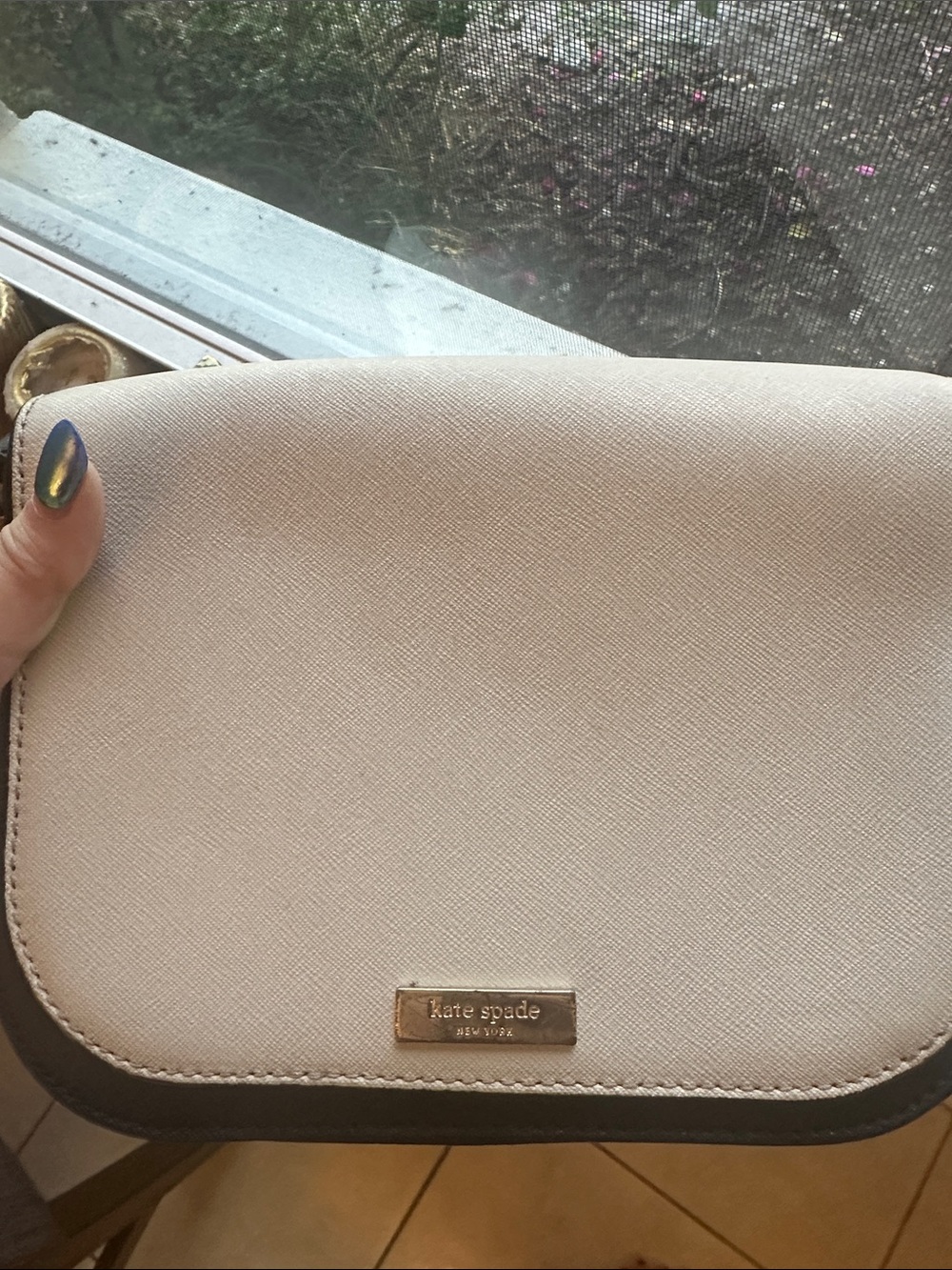 Kate Spade White and Black Leather Crossbody Bag